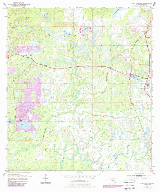Classic USGS Fivay Junction Florida 7.5'x7.5' Topo Map Image