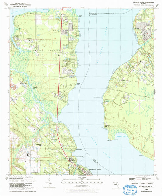 Classic USGS Fleming Island Florida 7.5'x7.5' Topo Map Image