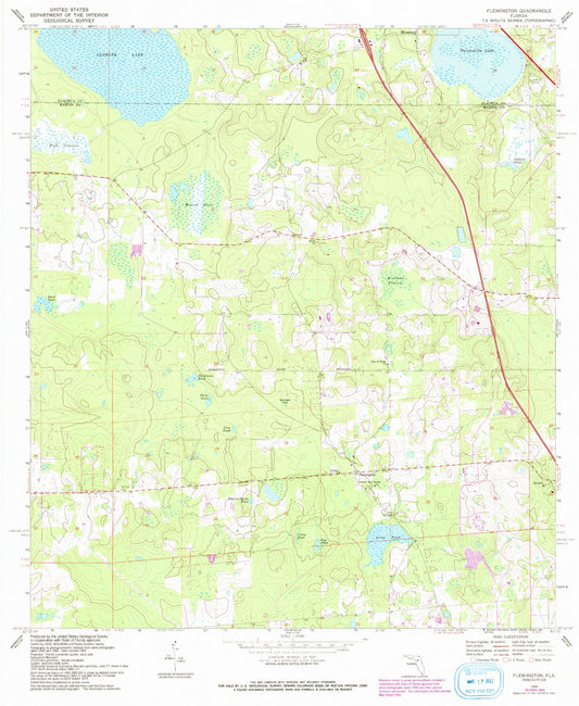 Classic USGS Flemington Florida 7.5'x7.5' Topo Map Image