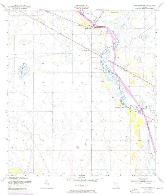 Classic USGS Fort Basinger Florida 7.5'x7.5' Topo Map Image