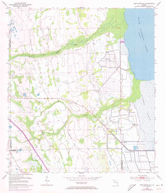 Classic USGS Fort Drum NE Florida 7.5'x7.5' Topo Map Image
