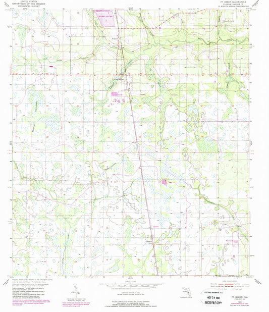Classic USGS Fort Green Florida 7.5'x7.5' Topo Map Image