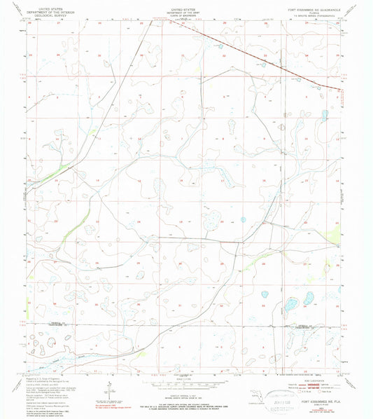 Classic USGS Fort Kissimmee NE Florida 7.5'x7.5' Topo Map Image