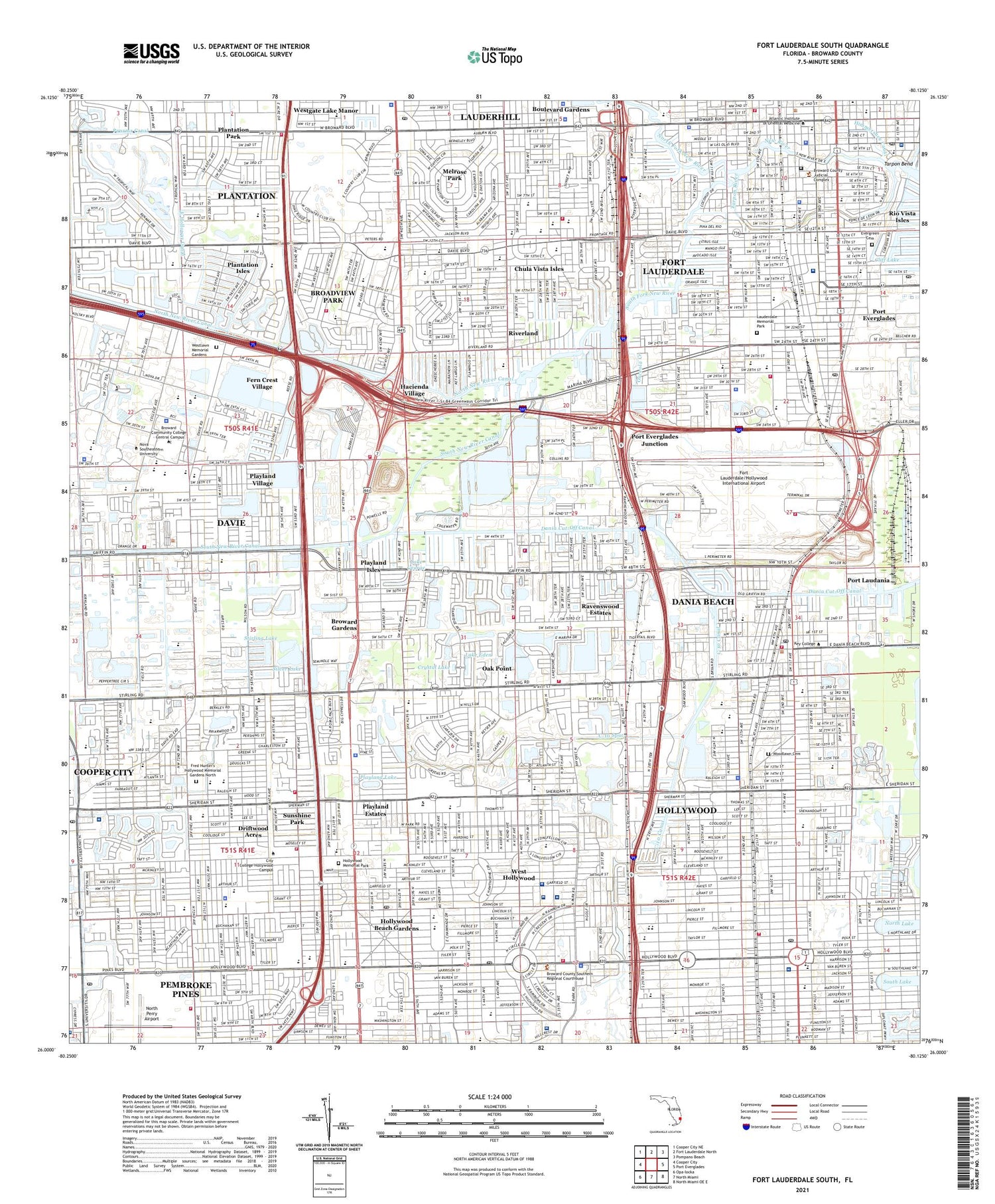 Fort Lauderdale South Florida US Topo Map Image