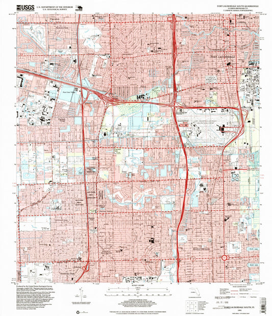Classic USGS Fort Lauderdale South Florida 7.5'x7.5' Topo Map Image