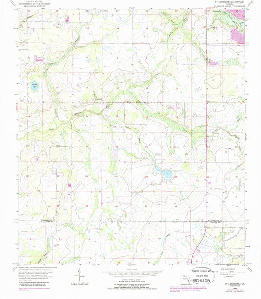 Classic USGS Fort Lonesome Florida 7.5'x7.5' Topo Map Image