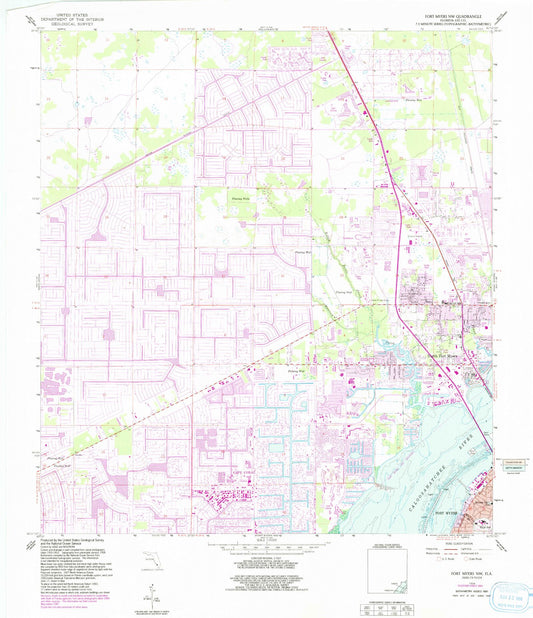 Classic USGS Fort Myers NW Florida 7.5'x7.5' Topo Map Image