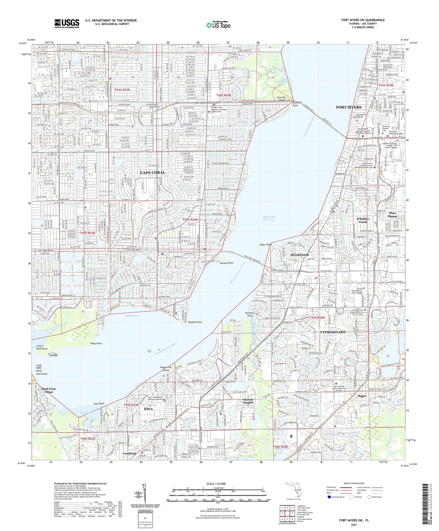 Fort Myers SW Florida US Topo Map Image