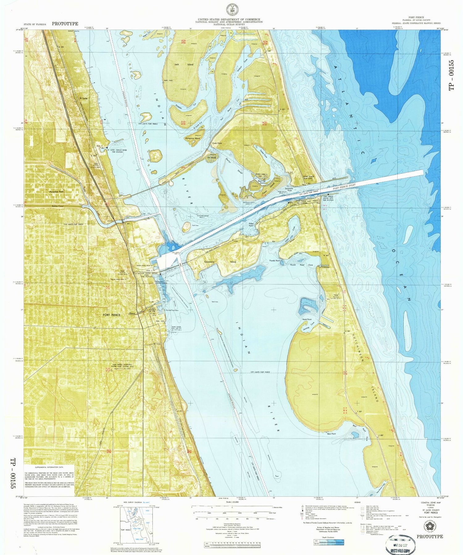 Classic USGS Fort Pierce Florida 7.5'x7.5' Topo Map Image