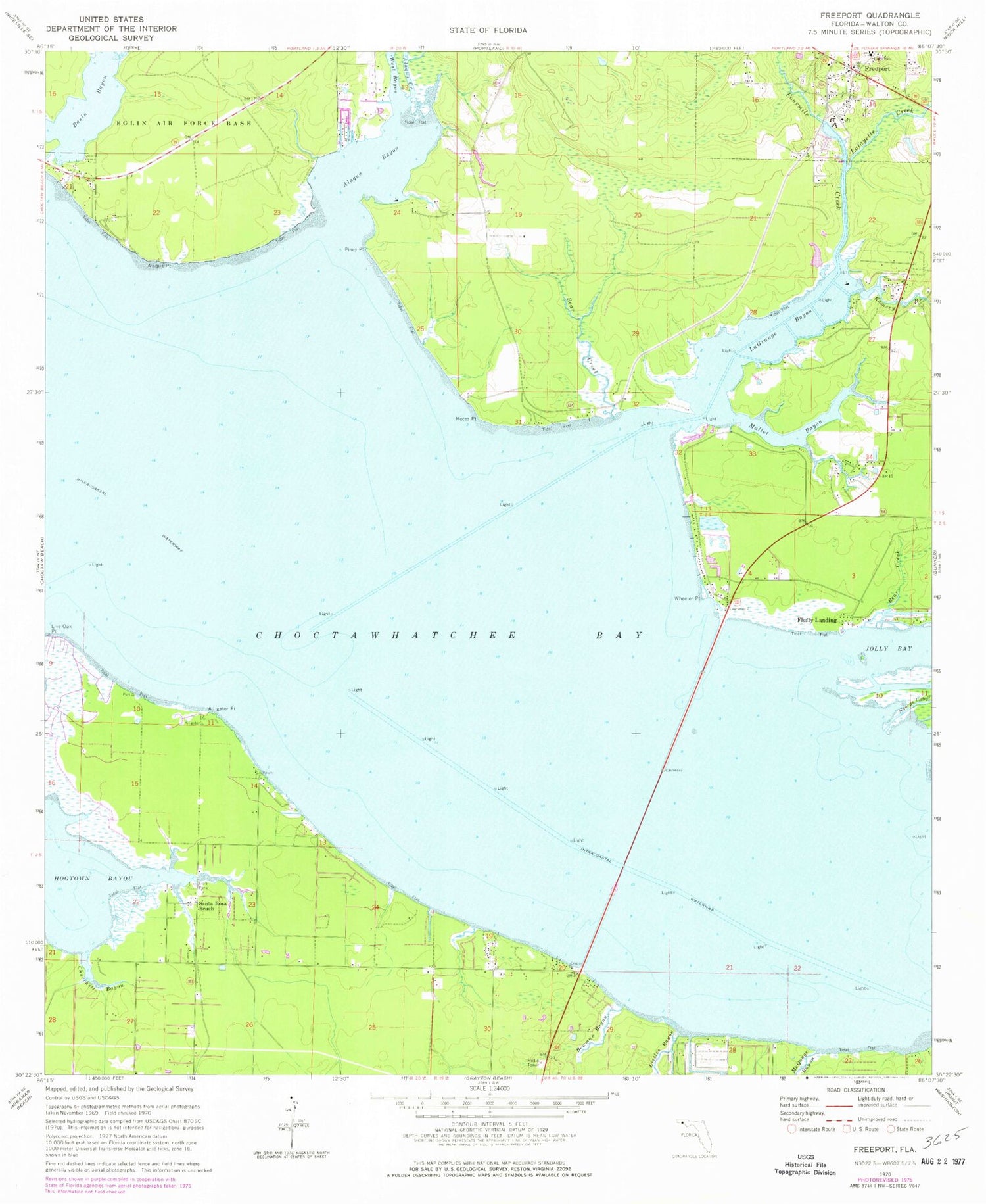 Classic USGS Freeport Florida 7.5'x7.5' Topo Map Image
