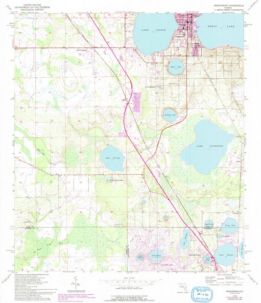 Classic USGS Frostproof Florida 7.5'x7.5' Topo Map Image