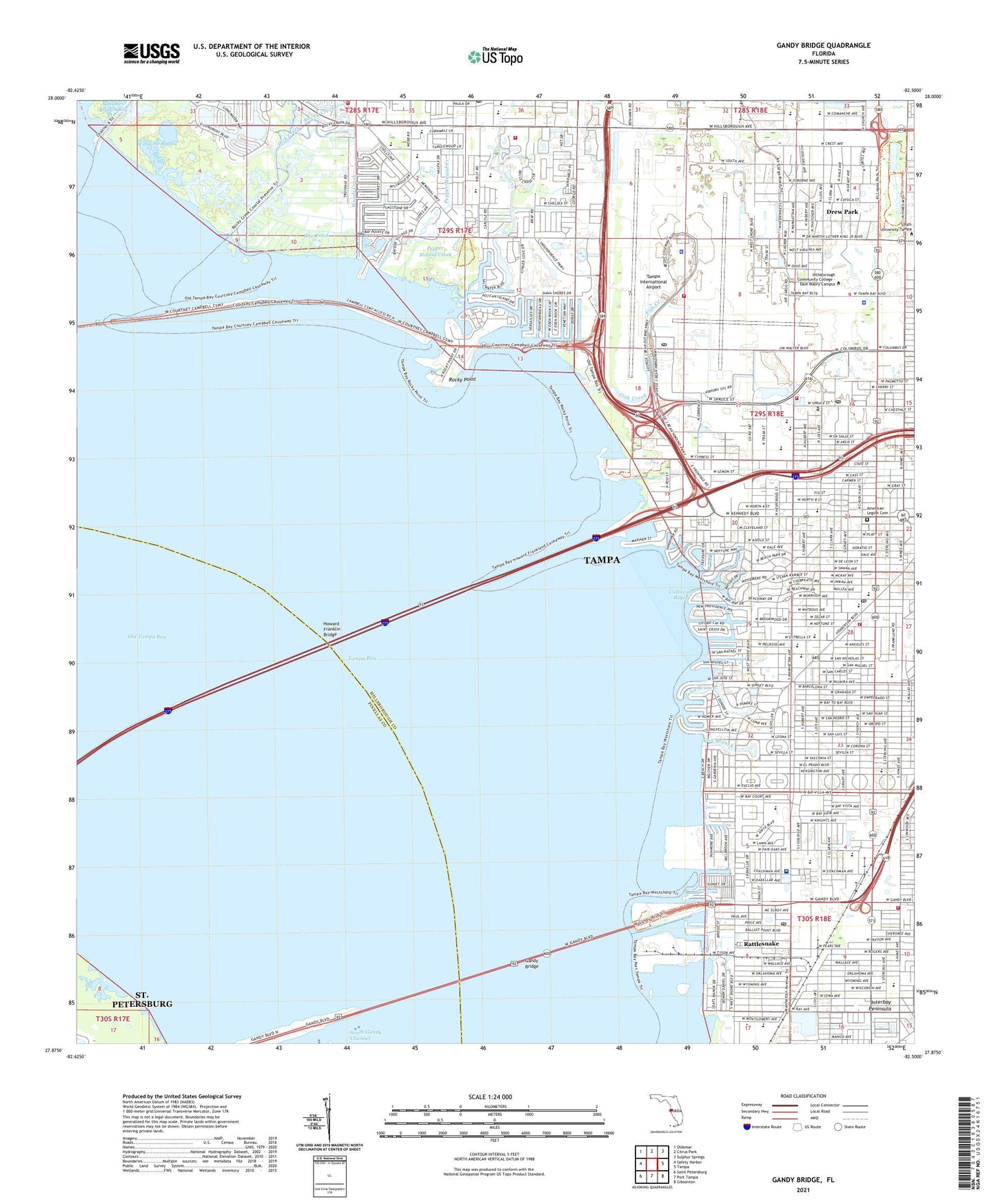 Gandy Bridge Florida US Topo Map Image