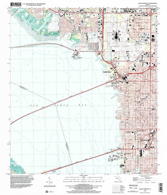Classic USGS Gandy Bridge Florida 7.5'x7.5' Topo Map Image