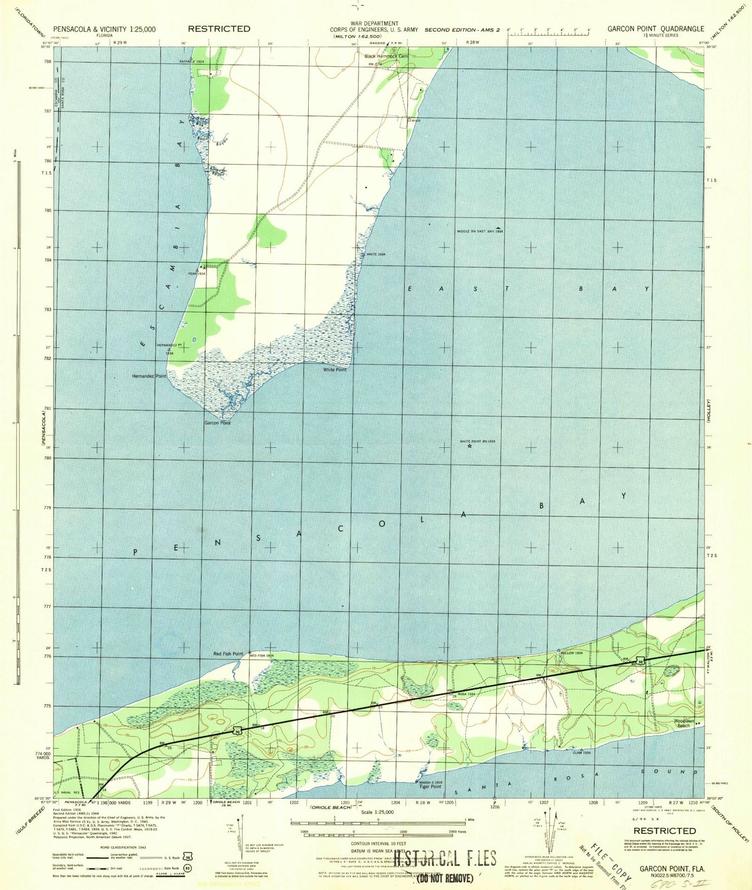 Classic USGS Garcon Point Florida 7.5'x7.5' Topo Map Image