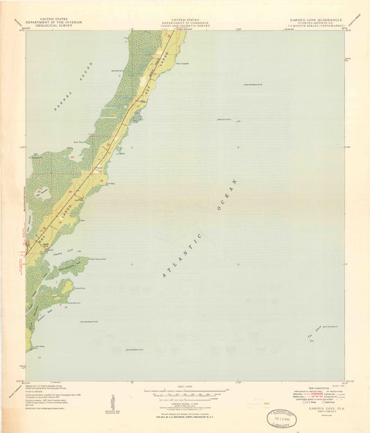 Classic USGS Garden Cove Florida 7.5'x7.5' Topo Map Image