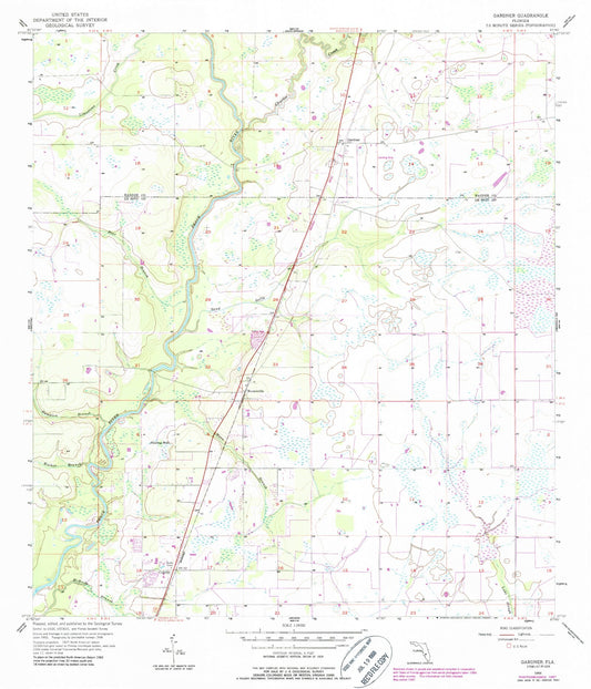 Classic USGS Gardner Florida 7.5'x7.5' Topo Map Image