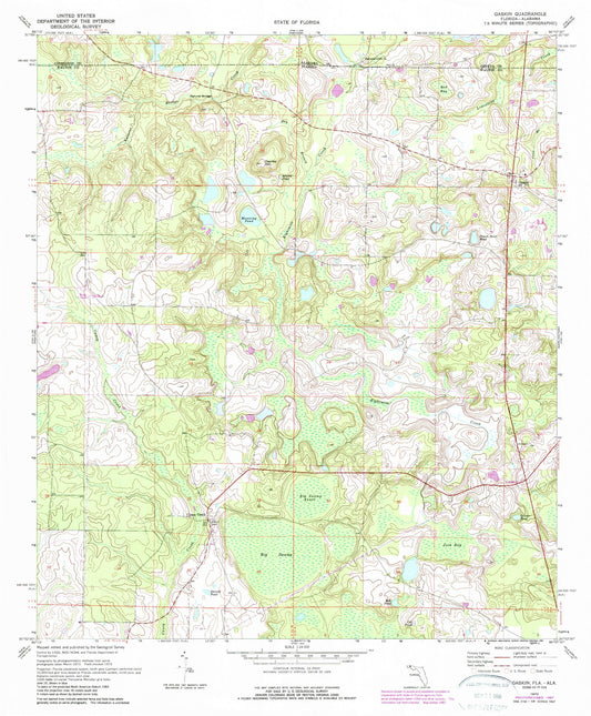 Classic USGS Gaskin Florida 7.5'x7.5' Topo Map Image