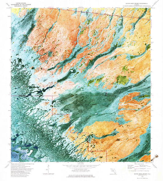 Classic USGS Gator Hook Swamp Florida 7.5'x7.5' Topo Map Image