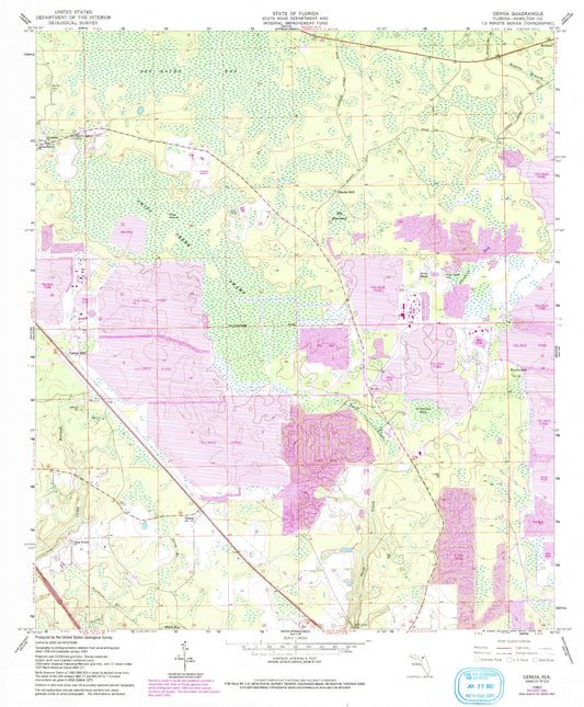 Classic USGS Genoa Florida 7.5'x7.5' Topo Map Image