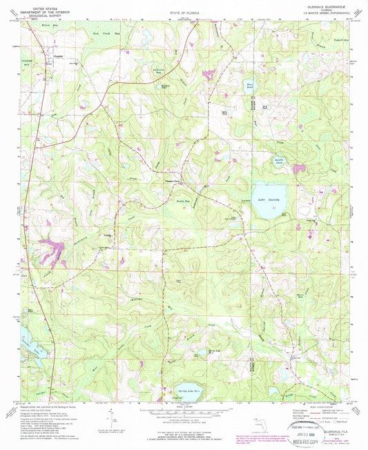 Classic USGS Glendale Florida 7.5'x7.5' Topo Map Image
