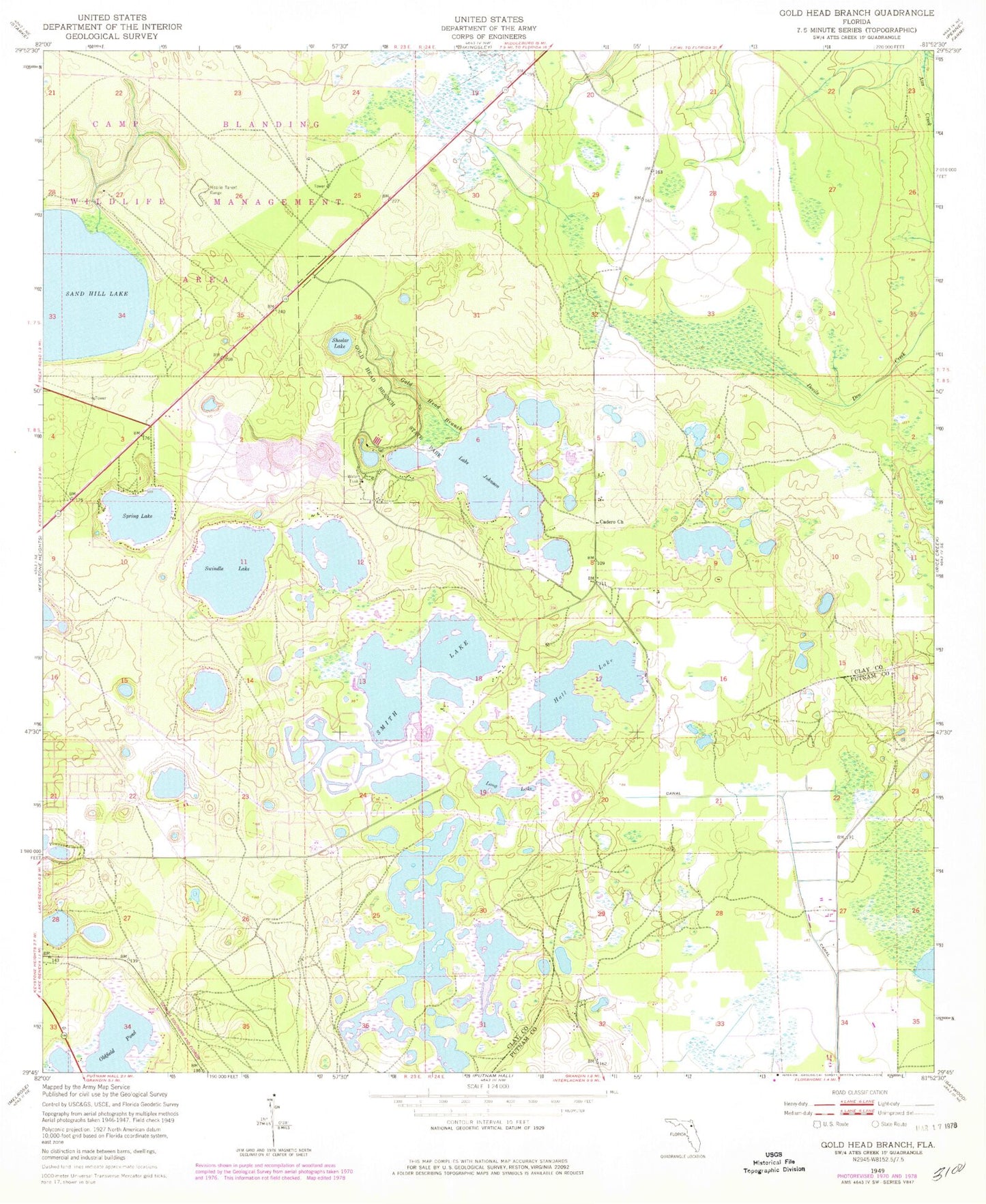 Classic USGS Gold Head Branch Florida 7.5'x7.5' Topo Map Image