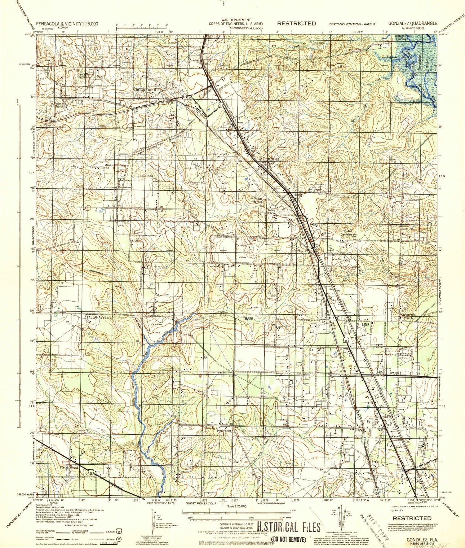 Classic USGS Cantonment Florida 7.5'x7.5' Topo Map Image