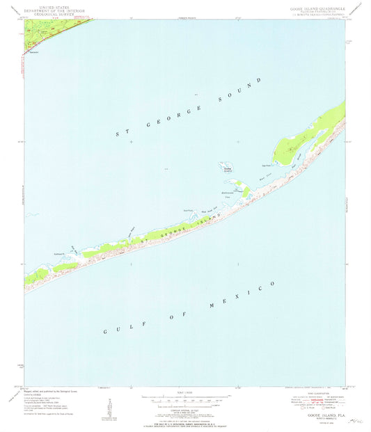Classic USGS Goose Island Florida 7.5'x7.5' Topo Map Image