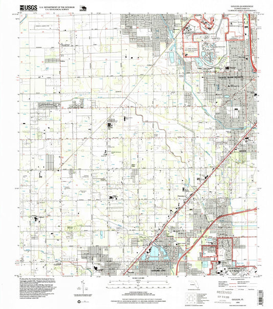 Classic USGS Goulds Florida 7.5'x7.5' Topo Map Image