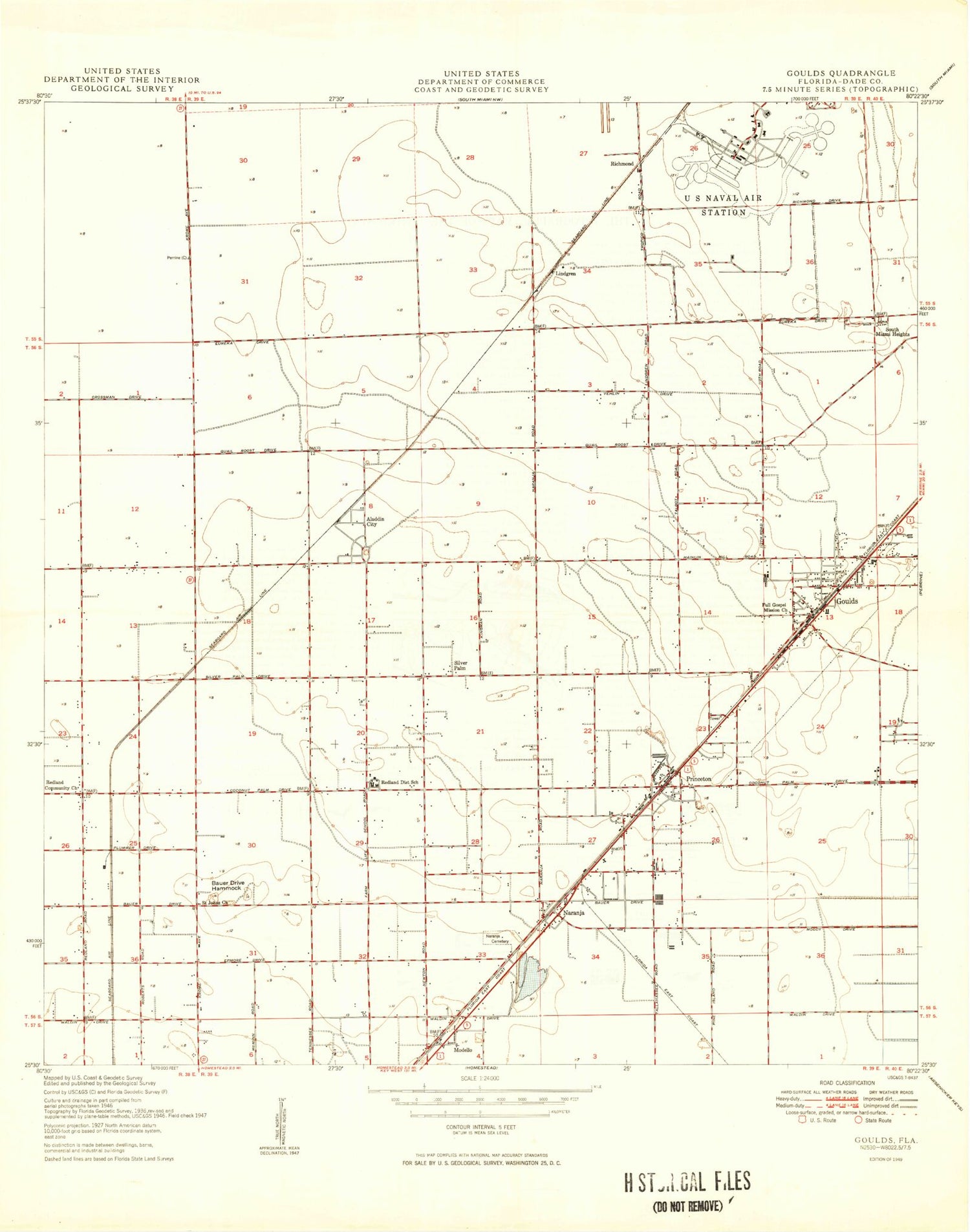 Classic USGS Goulds Florida 7.5'x7.5' Topo Map Image