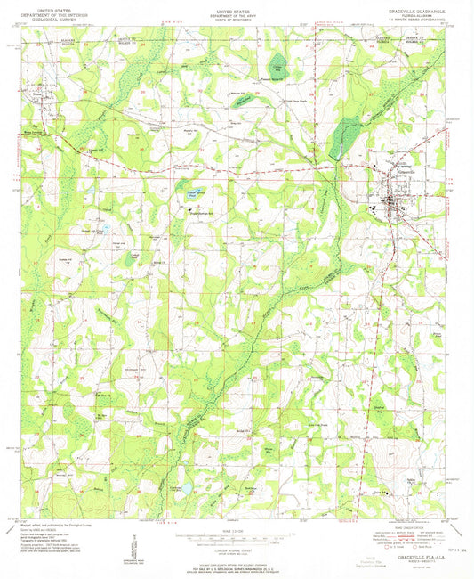 Classic USGS Graceville Florida 7.5'x7.5' Topo Map Image