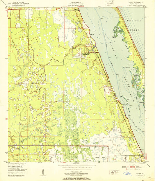 Classic USGS Grant Florida 7.5'x7.5' Topo Map Image