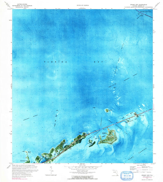 Classic USGS Grassy Key Florida 7.5'x7.5' Topo Map Image