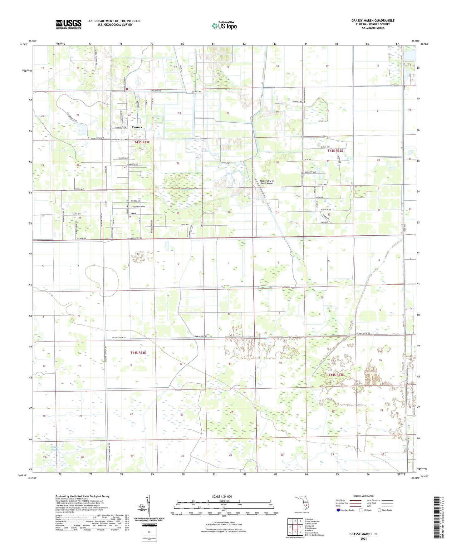 Grassy Marsh Florida US Topo Map Image