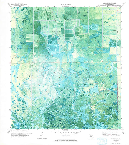 Classic USGS Grassy Marsh Florida 7.5'x7.5' Topo Map Image