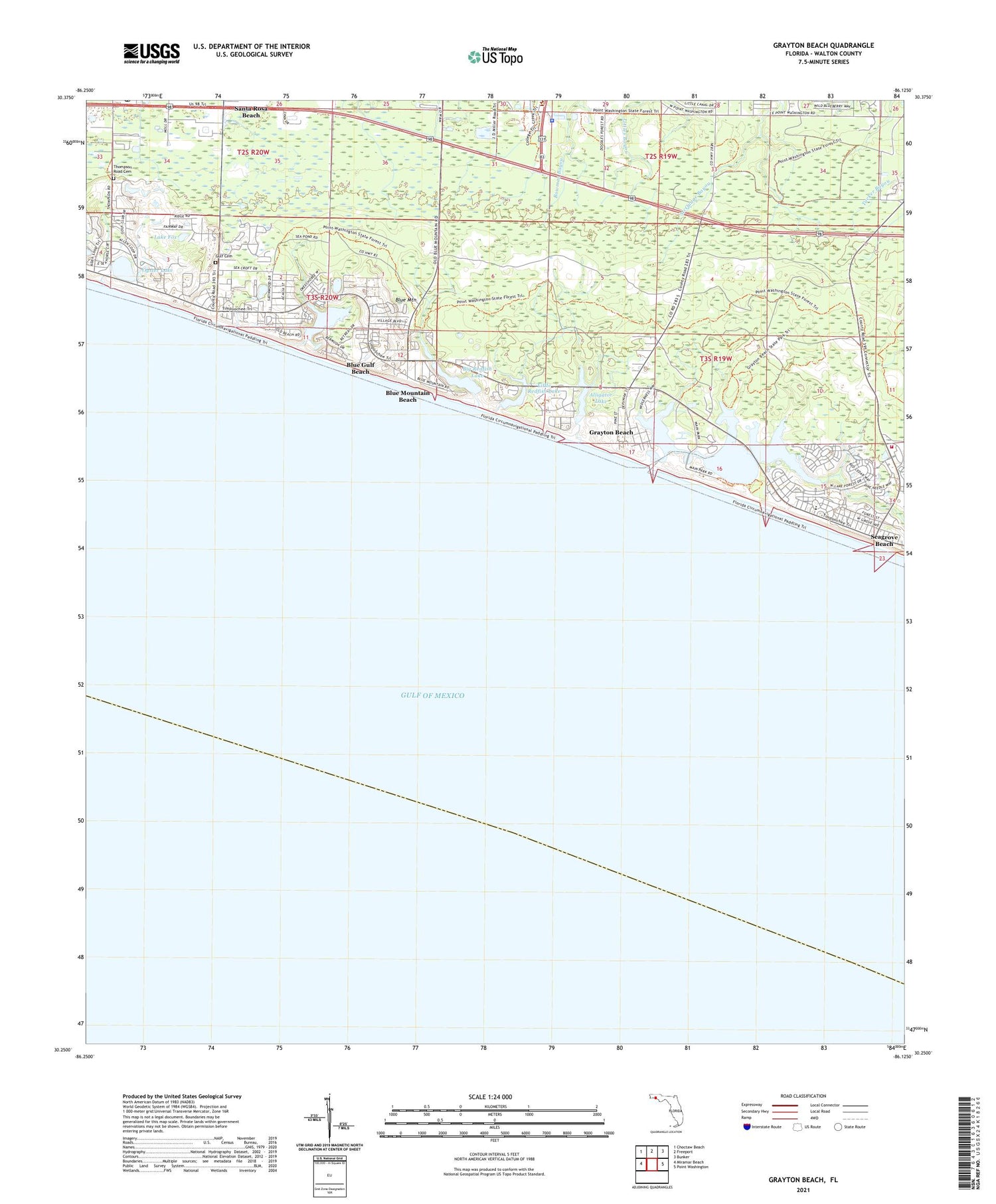 Grayton Beach Florida US Topo Map Image