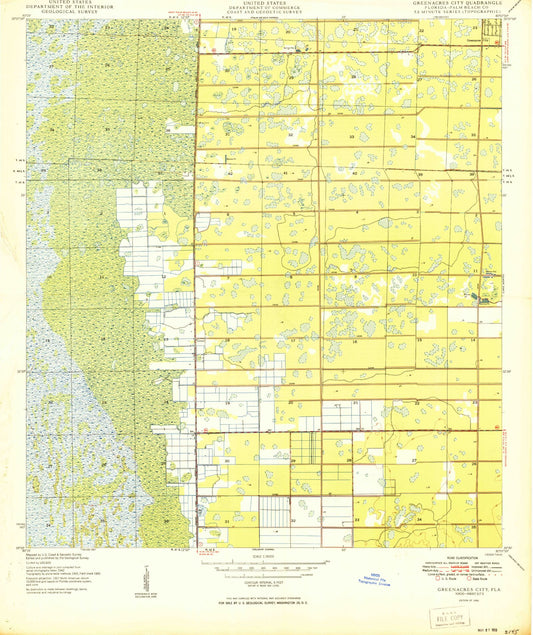 Classic USGS Greenacres City Florida 7.5'x7.5' Topo Map Image