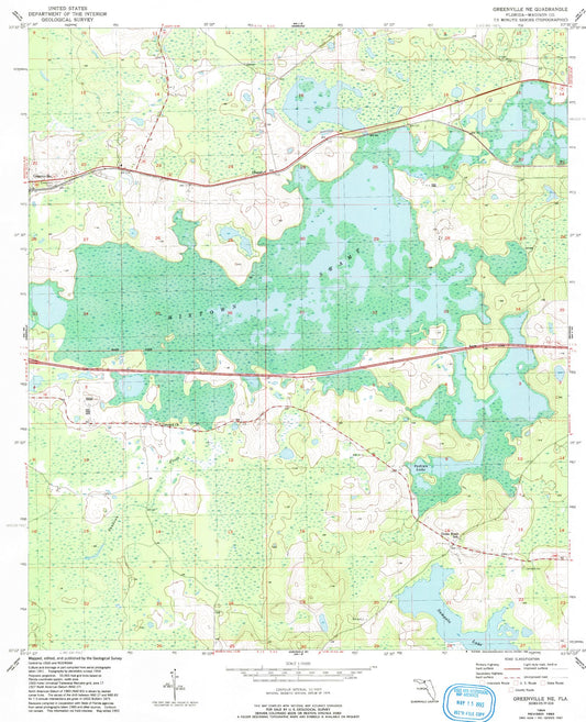 Classic USGS Greenville NE Florida 7.5'x7.5' Topo Map Image