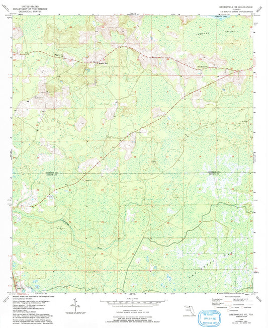 Classic USGS Greenville SE Florida 7.5'x7.5' Topo Map Image