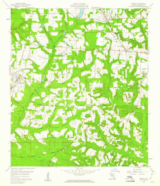 Classic USGS Gretna Florida 7.5'x7.5' Topo Map Image