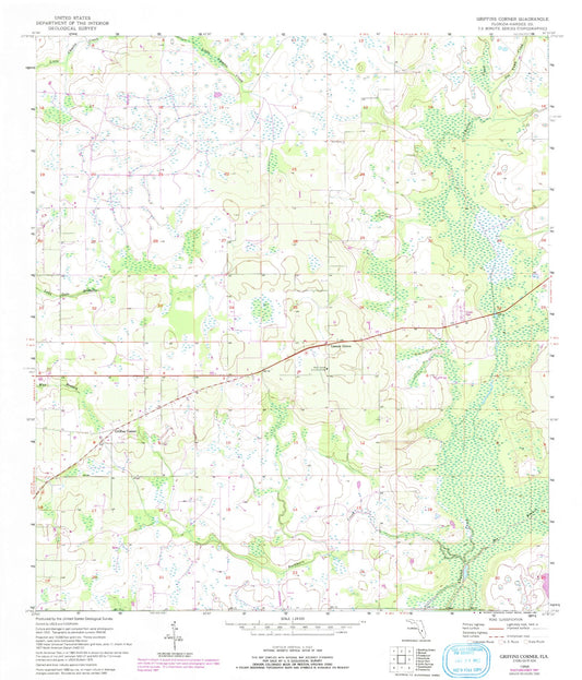 Classic USGS Griffins Corner Florida 7.5'x7.5' Topo Map Image