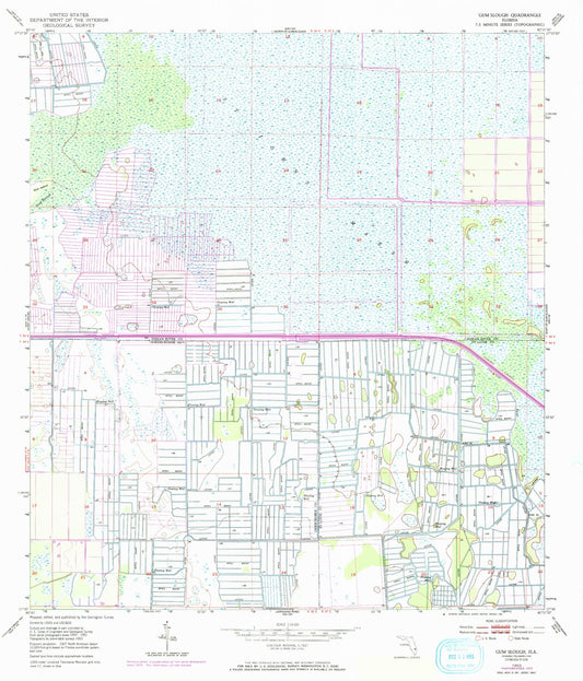 Classic USGS Gum Slough Florida 7.5'x7.5' Topo Map Image