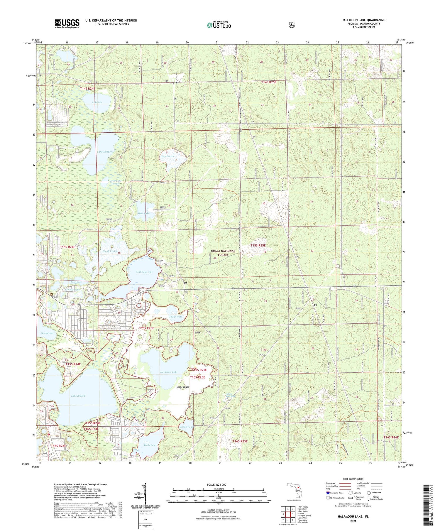 Halfmoon Lake Florida US Topo Map Image