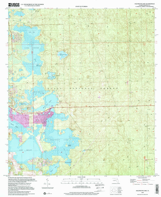 Classic USGS Halfmoon Lake Florida 7.5'x7.5' Topo Map Image