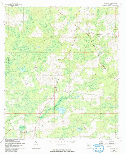 Classic USGS Hamburg Florida 7.5'x7.5' Topo Map Image
