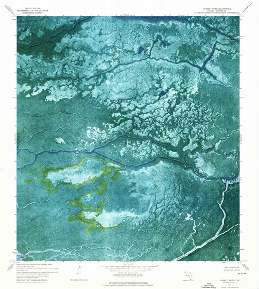 Classic USGS Harney River Florida 7.5'x7.5' Topo Map Image