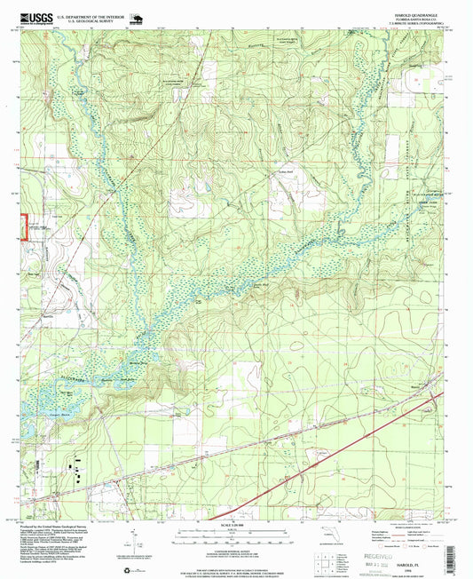Classic USGS Harold Florida 7.5'x7.5' Topo Map Image