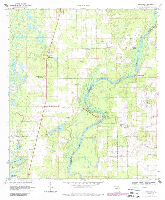 Classic USGS Hatchbend Florida 7.5'x7.5' Topo Map Image