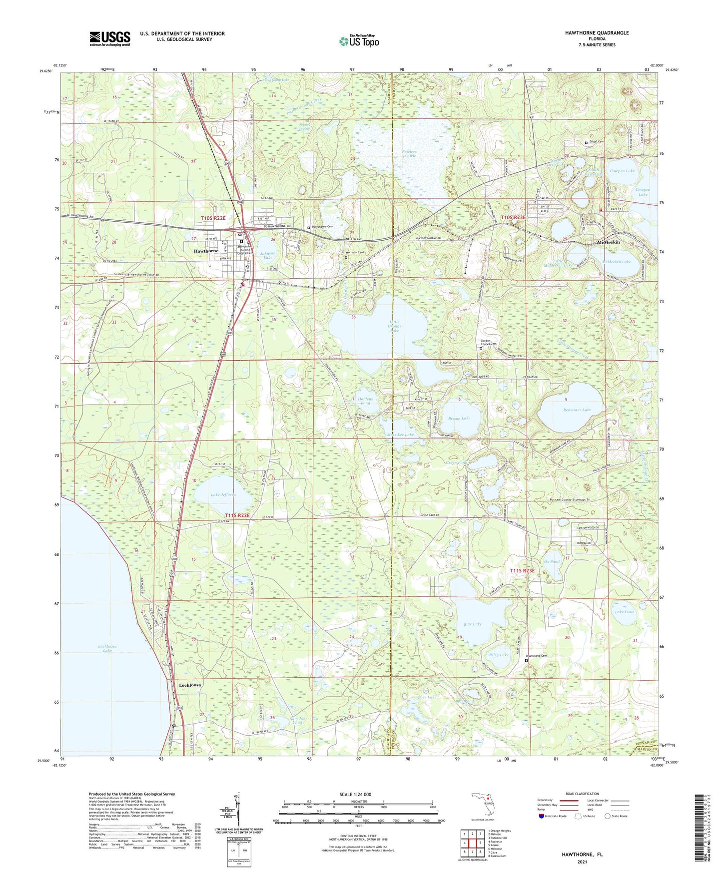 Hawthorne Florida US Topo Map Image