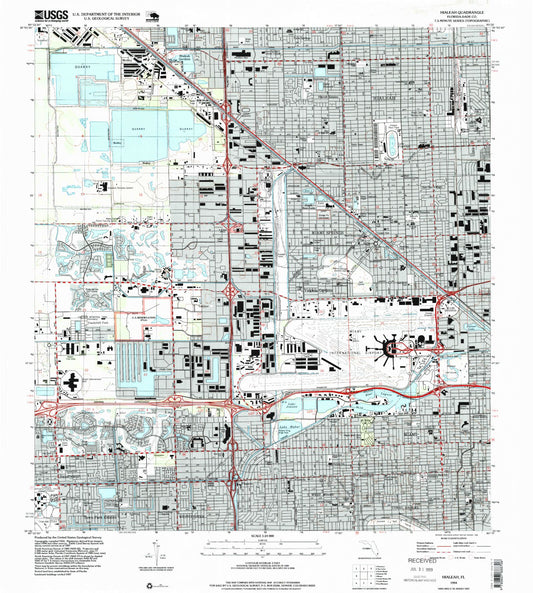 Classic USGS Hialeah Florida 7.5'x7.5' Topo Map Image