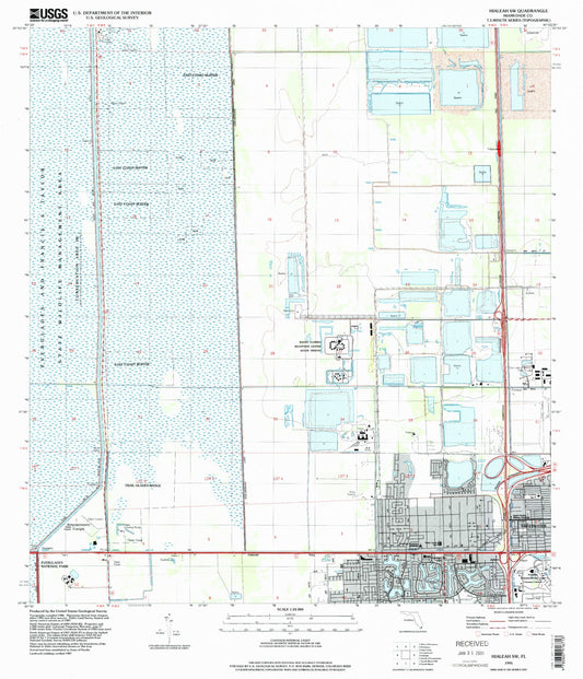 Classic USGS Hialeah SW Florida 7.5'x7.5' Topo Map Image